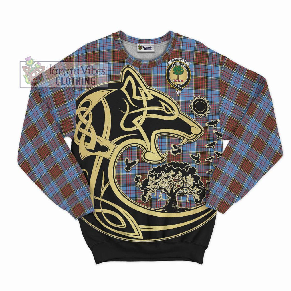 Anderson Modern Tartan Sweatshirt with Family Crest Celtic Wolf Style - Tartan Vibes Clothing