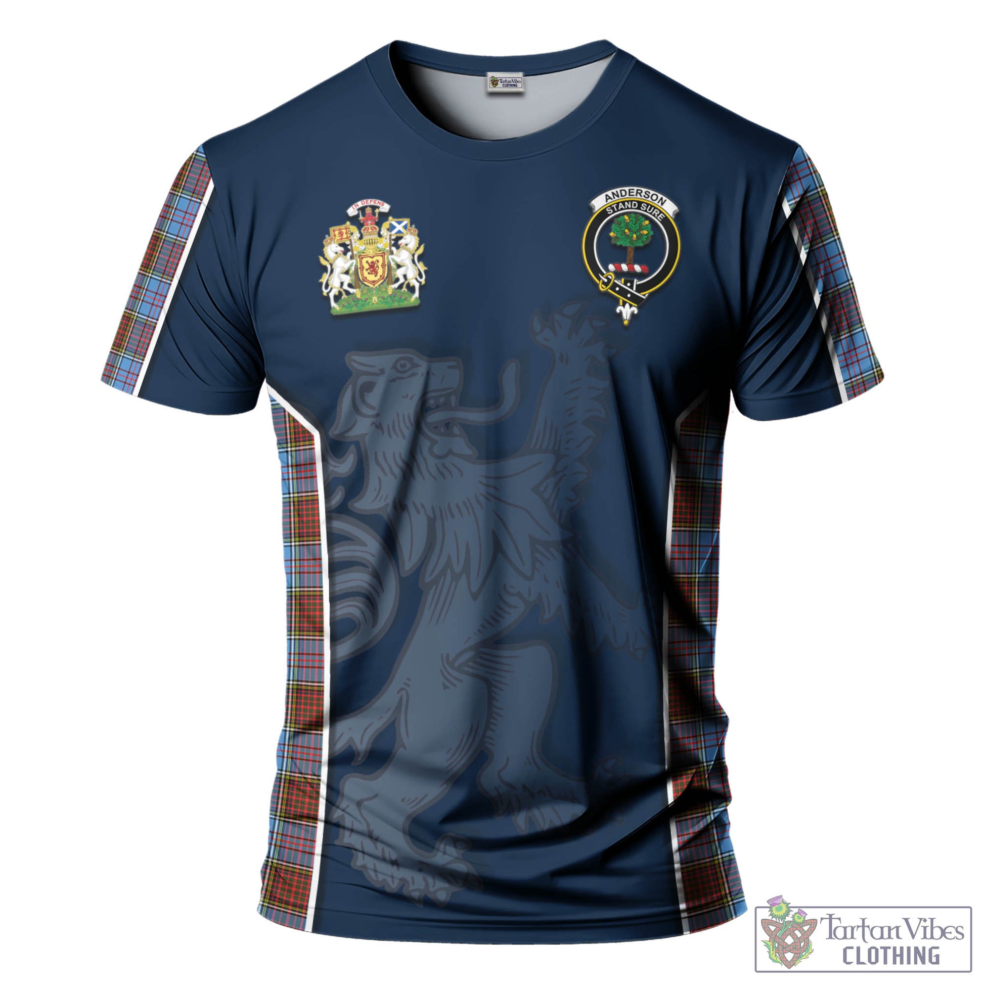 Tartan Vibes Clothing Anderson Modern Tartan T-Shirt with Family Crest and Lion Rampant Vibes Sport Style