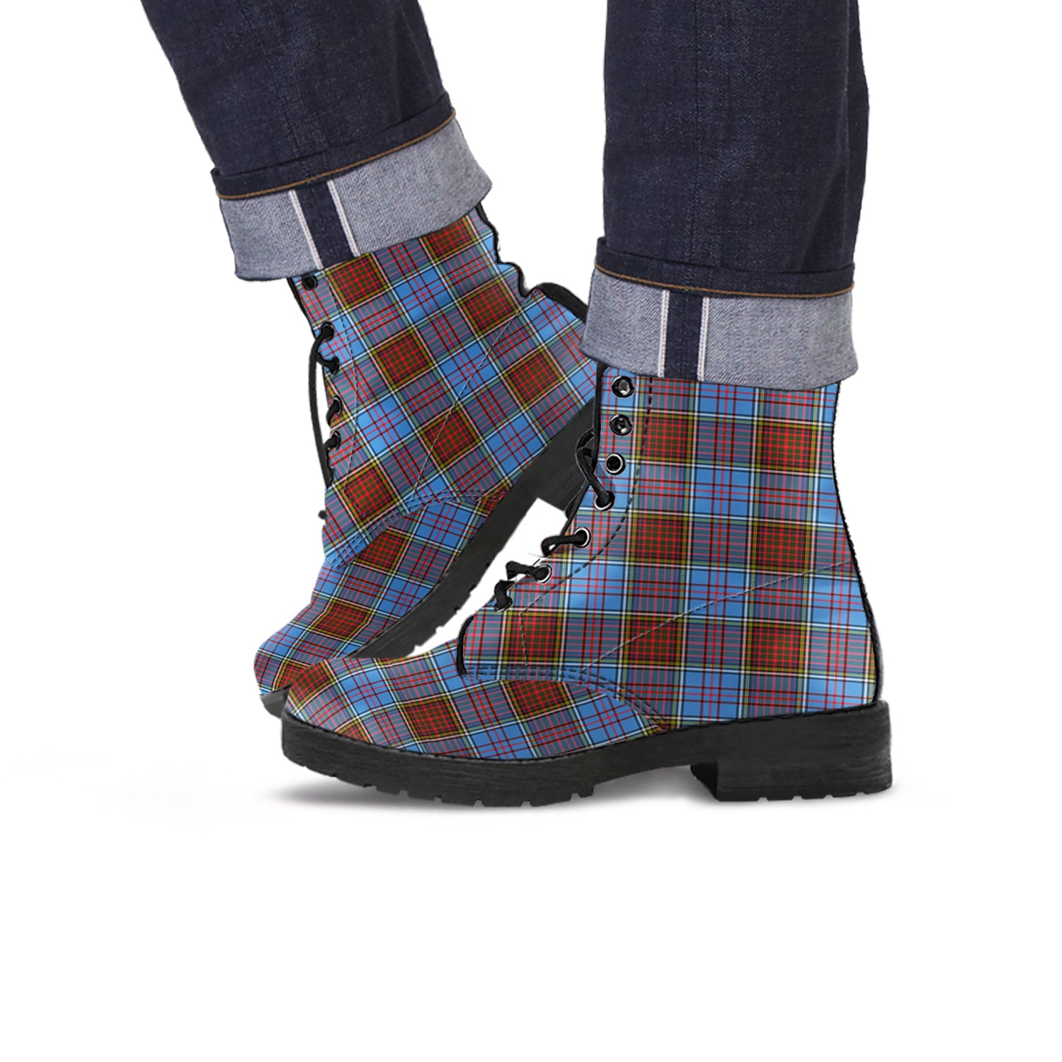 Anderson Modern Tartan Leather Boots - Tartanvibesclothing