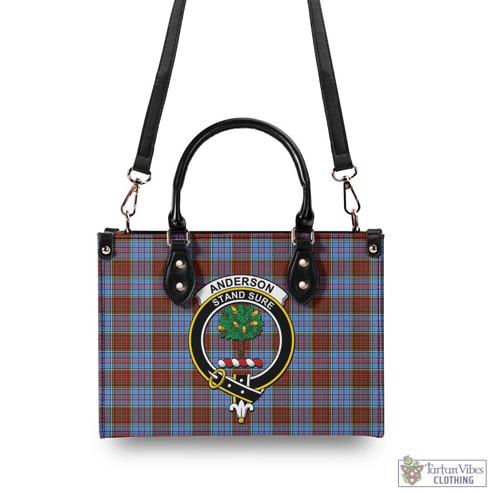 Tartan Vibes Clothing Anderson Modern Tartan Luxury Leather Handbags with Family Crest