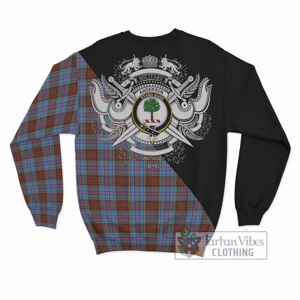 Anderson Modern Tartan Sweatshirt with Family Crest and Military Logo Style - Tartanvibesclothing Shop