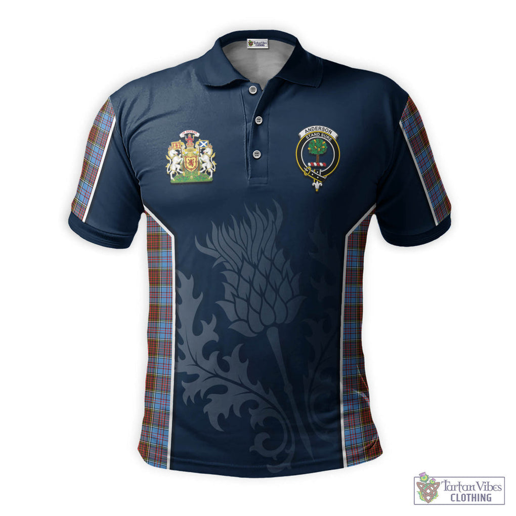 Tartan Vibes Clothing Anderson Modern Tartan Men's Polo Shirt with Family Crest and Scottish Thistle Vibes Sport Style