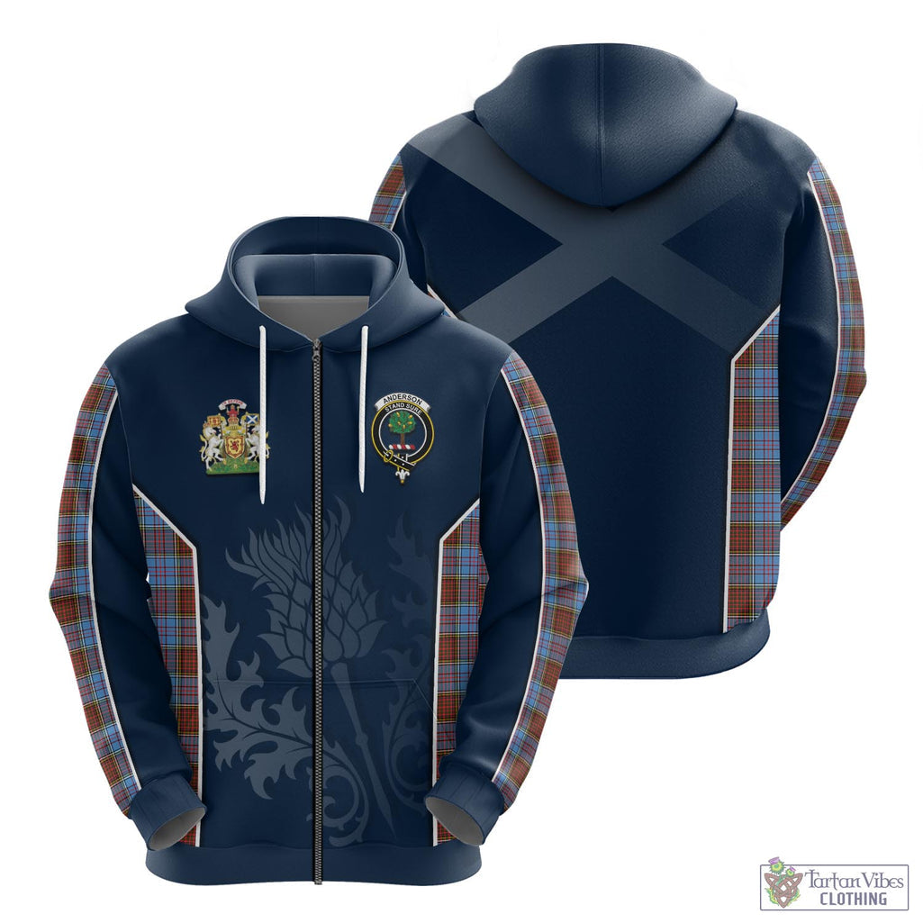 Tartan Vibes Clothing Anderson Modern Tartan Hoodie with Family Crest and Scottish Thistle Vibes Sport Style