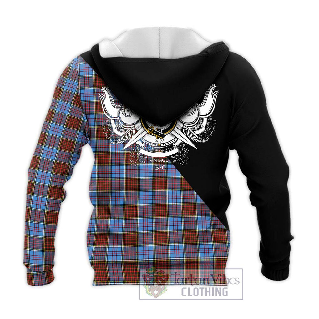 Anderson Modern Tartan Knitted Hoodie with Family Crest and Military Logo Style - Tartanvibesclothing Shop