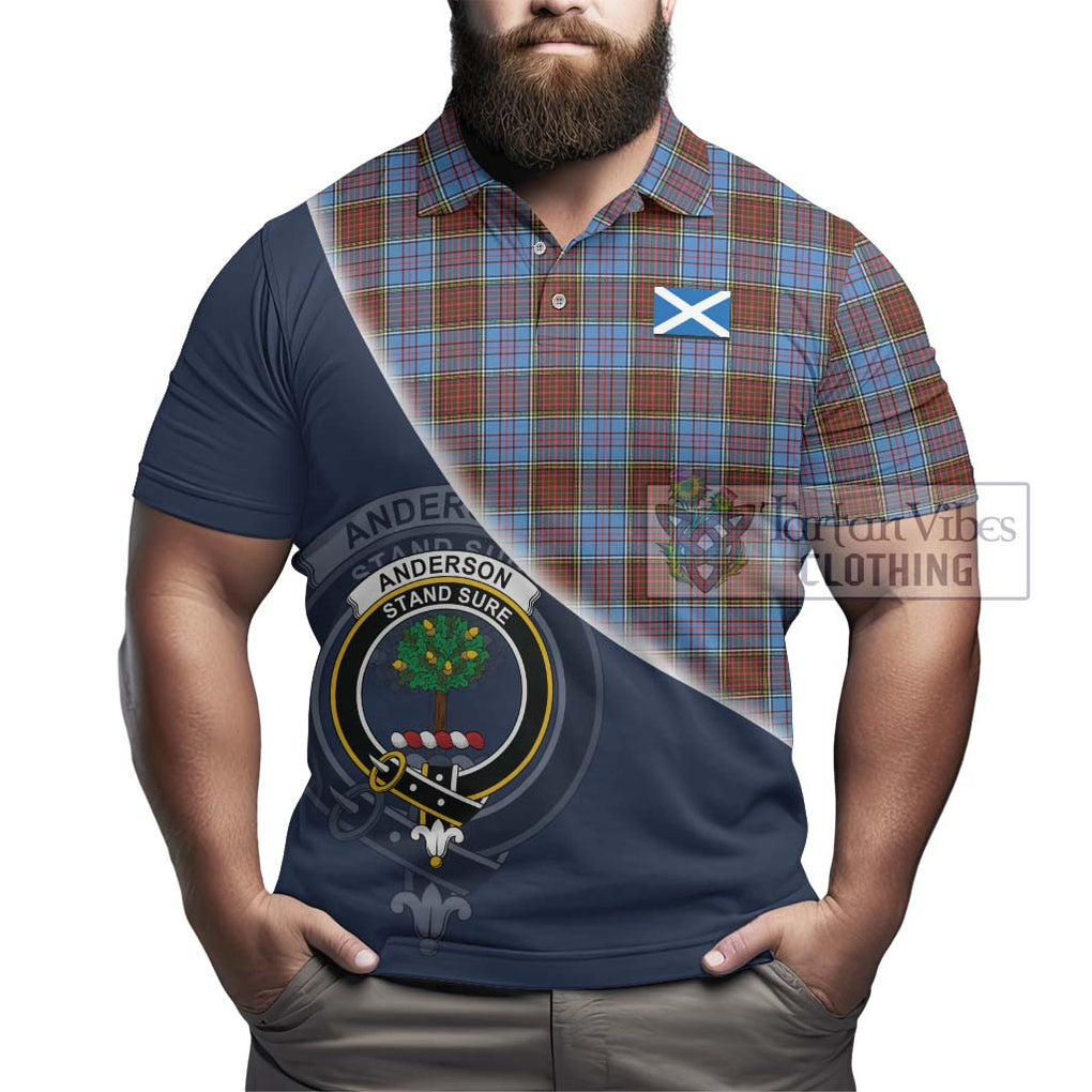 Anderson Modern Tartan Polo Shirt with Personalised National Flag and Family Crest Half Style - Tartanvibesclothing Shop