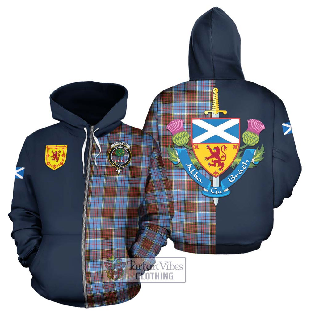 Tartan Vibes Clothing Anderson Modern Tartan Hoodie with Scottish Lion Royal Arm Half Style