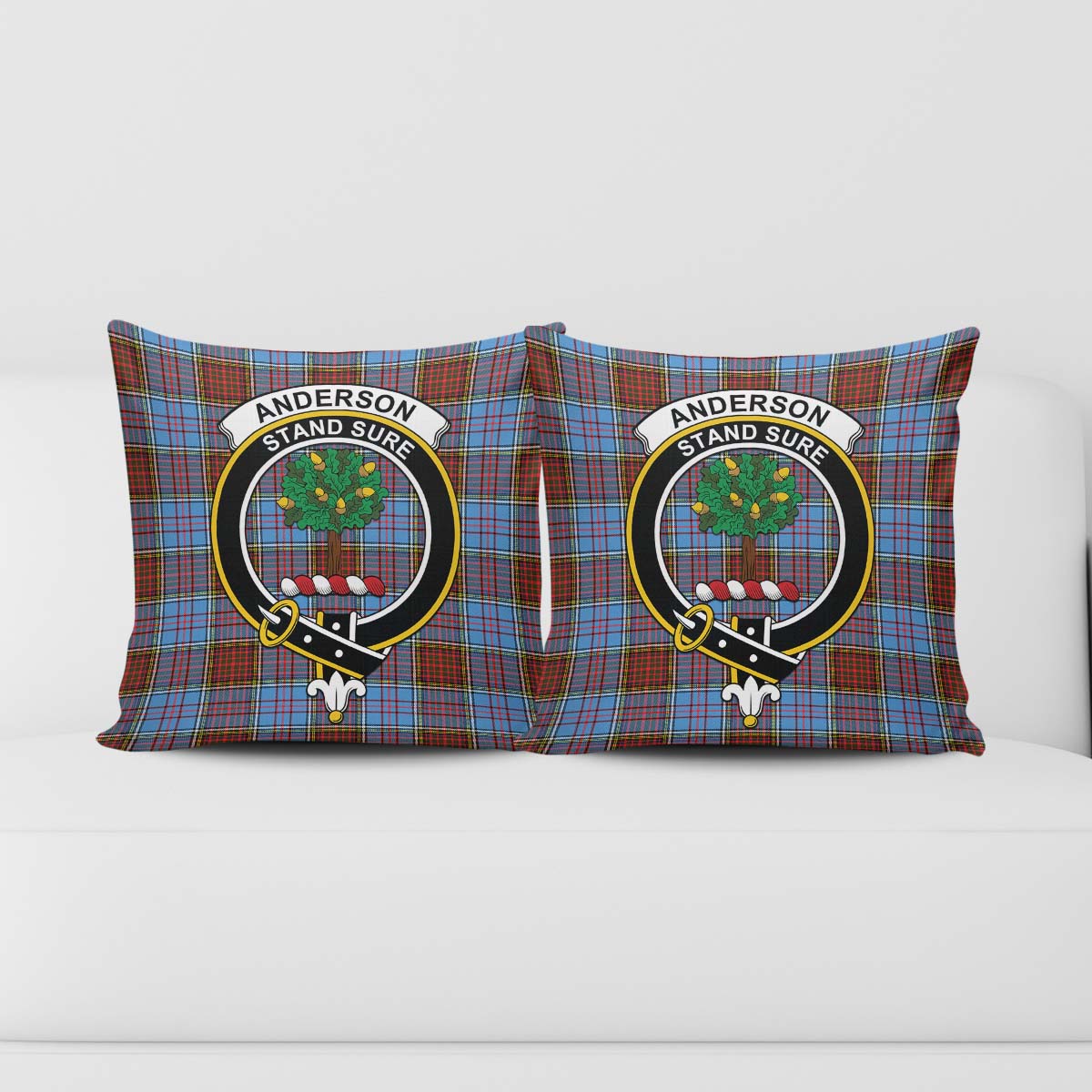 Anderson Modern Tartan Pillow Cover with Family Crest - Tartanvibesclothing