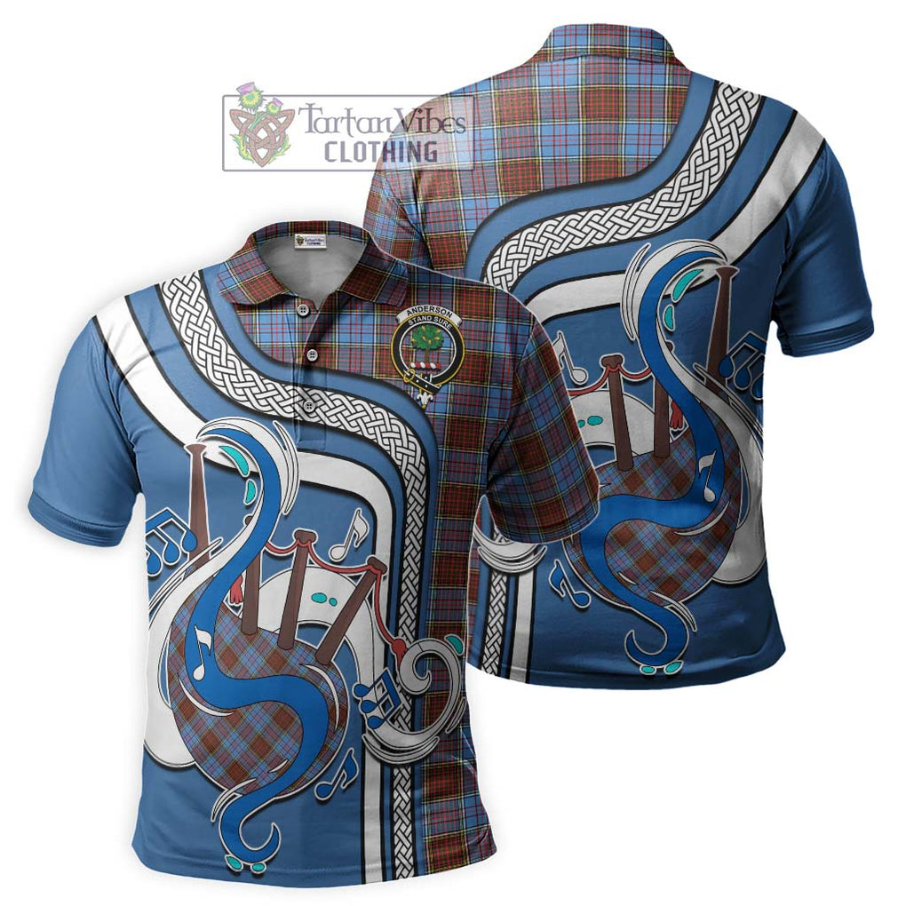 Tartan Vibes Clothing Anderson Modern Tartan Polo Shirt with Epic Bagpipe Style