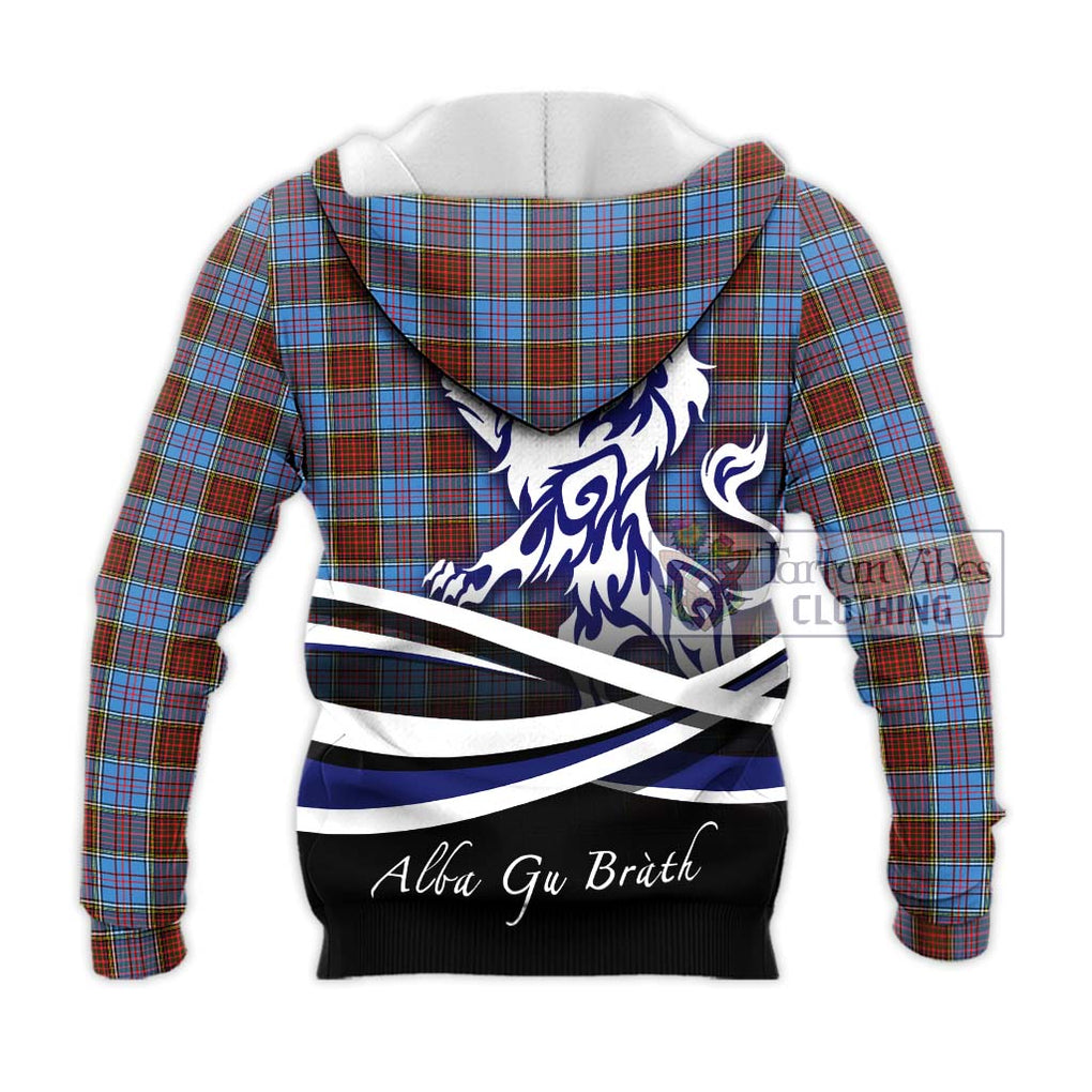 Anderson Modern Tartan Knitted Hoodie with Alba Gu Brath Regal Lion Emblem - Tartanvibesclothing Shop