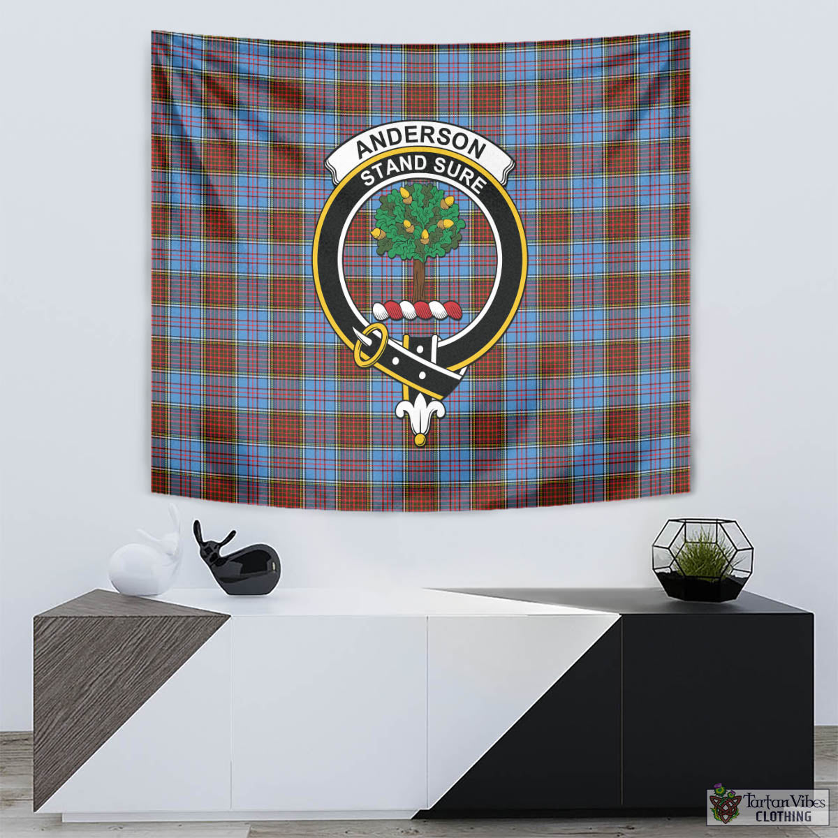 Tartan Vibes Clothing Anderson Modern Tartan Tapestry Wall Hanging and Home Decor for Room with Family Crest