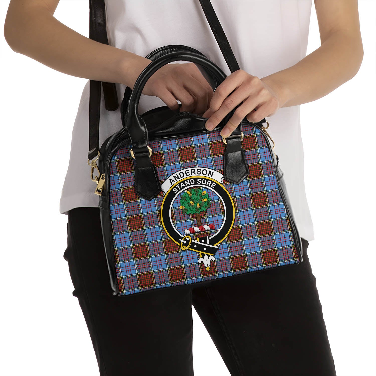 Anderson Modern Tartan Shoulder Handbags with Family Crest - Tartanvibesclothing