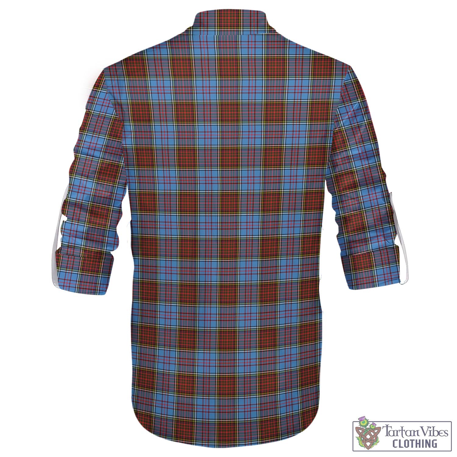 Tartan Vibes Clothing Anderson Modern Tartan Men's Scottish Traditional Jacobite Ghillie Kilt Shirt with Family Crest