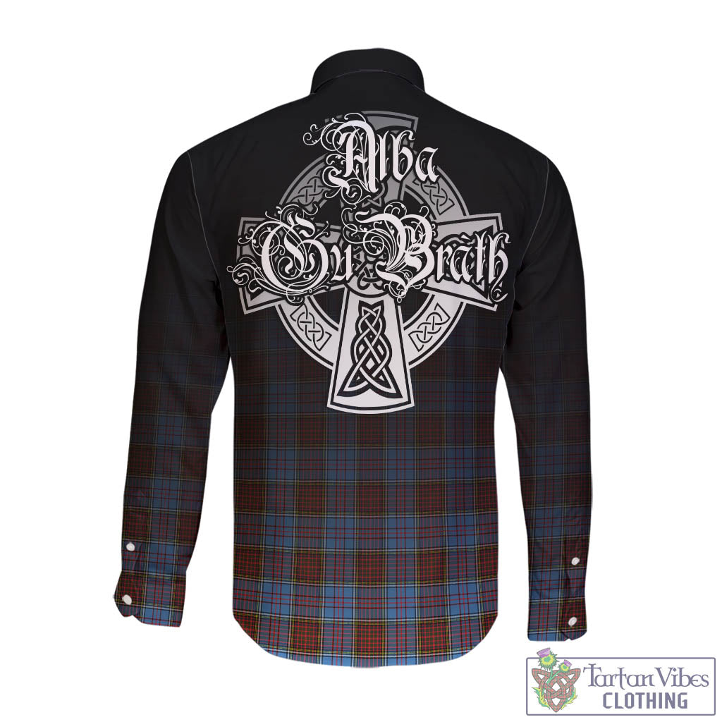 Tartan Vibes Clothing Anderson Modern Tartan Long Sleeve Button Up Featuring Alba Gu Brath Family Crest Celtic Inspired