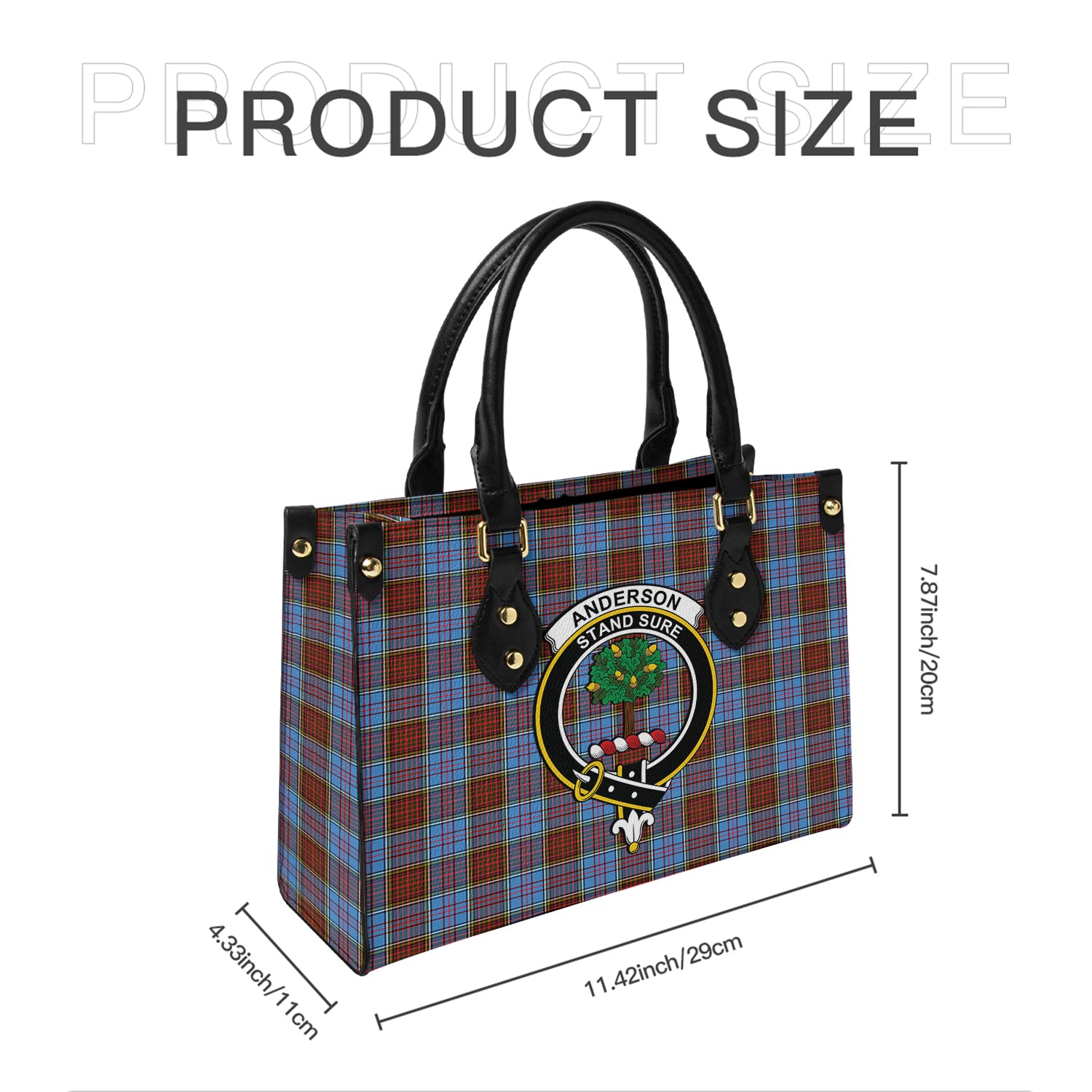 Anderson Modern Tartan Leather Bag with Family Crest - Tartanvibesclothing