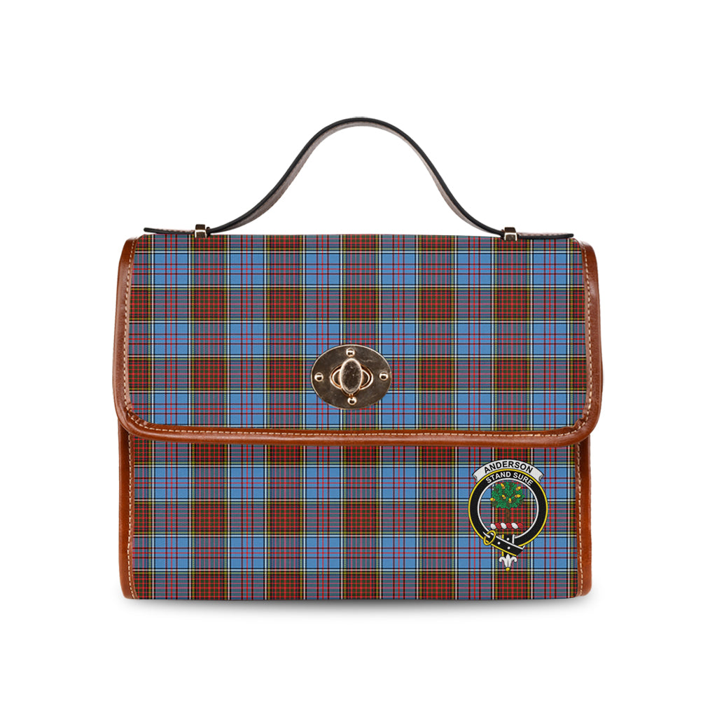 Anderson Modern Tartan Leather Strap Waterproof Canvas Bag with Family Crest - Tartanvibesclothing