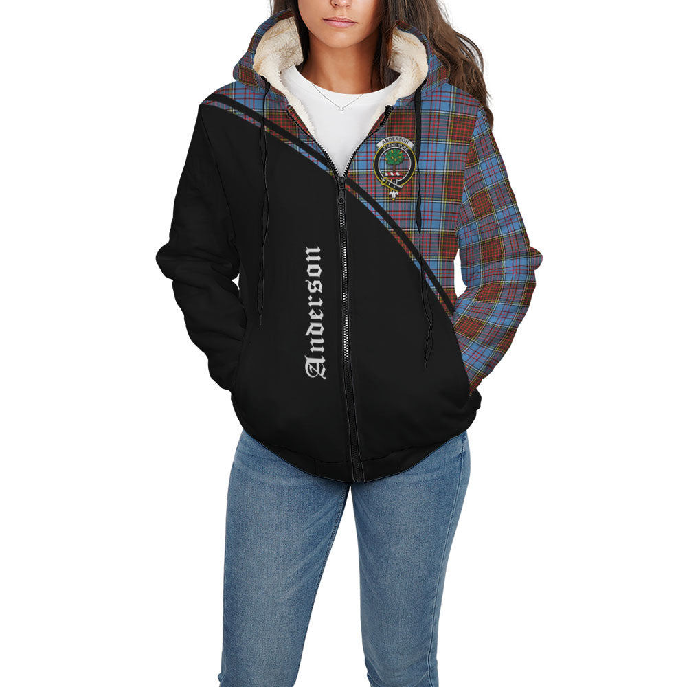 Anderson Modern Tartan Sherpa Hoodie with Family Crest Curve Style - Tartanvibesclothing