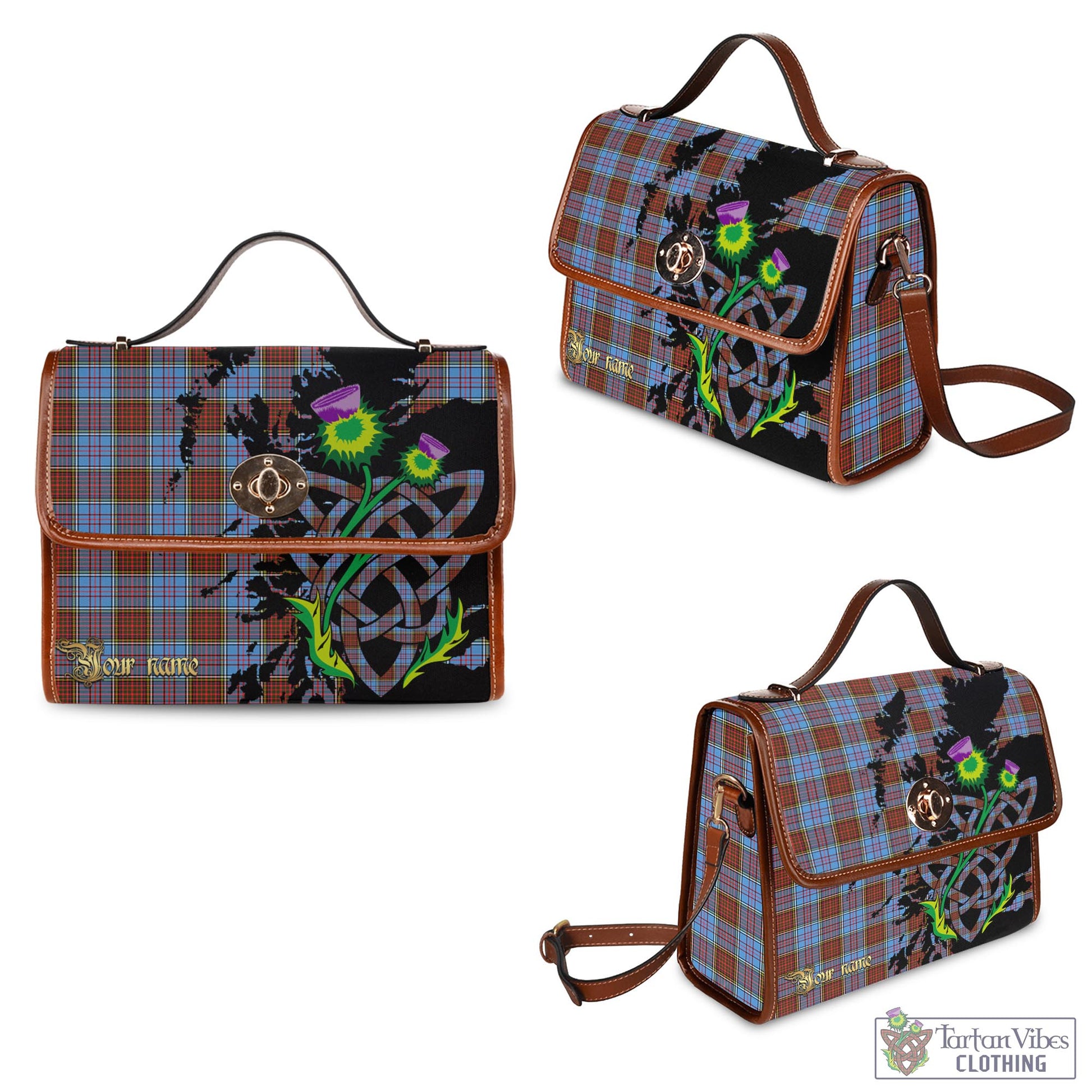 Tartan Vibes Clothing Anderson Modern Tartan Waterproof Canvas Bag with Scotland Map and Thistle Celtic Accents