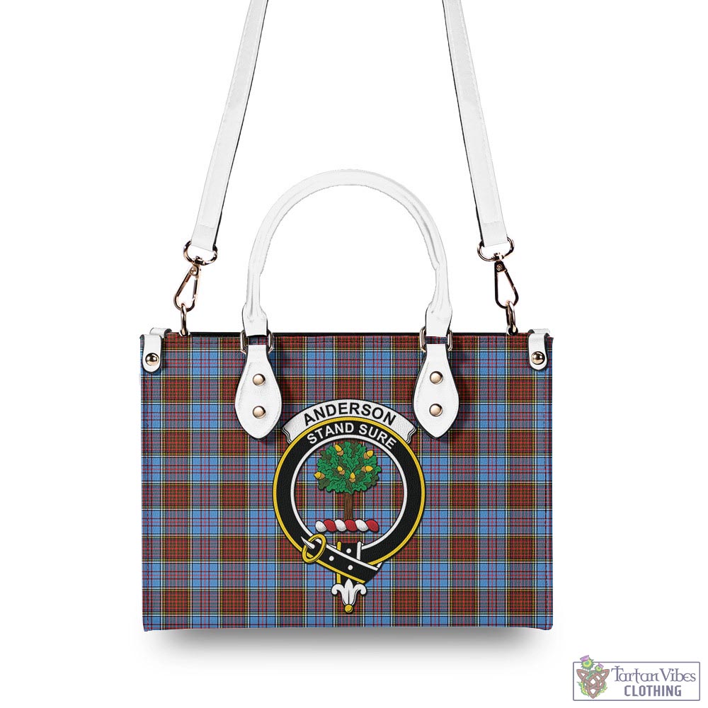 Tartan Vibes Clothing Anderson Modern Tartan Luxury Leather Handbags with Family Crest