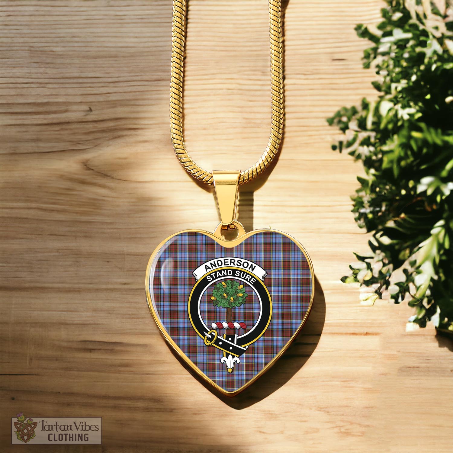 Tartan Vibes Clothing Anderson Modern Tartan Heart Necklace with Family Crest