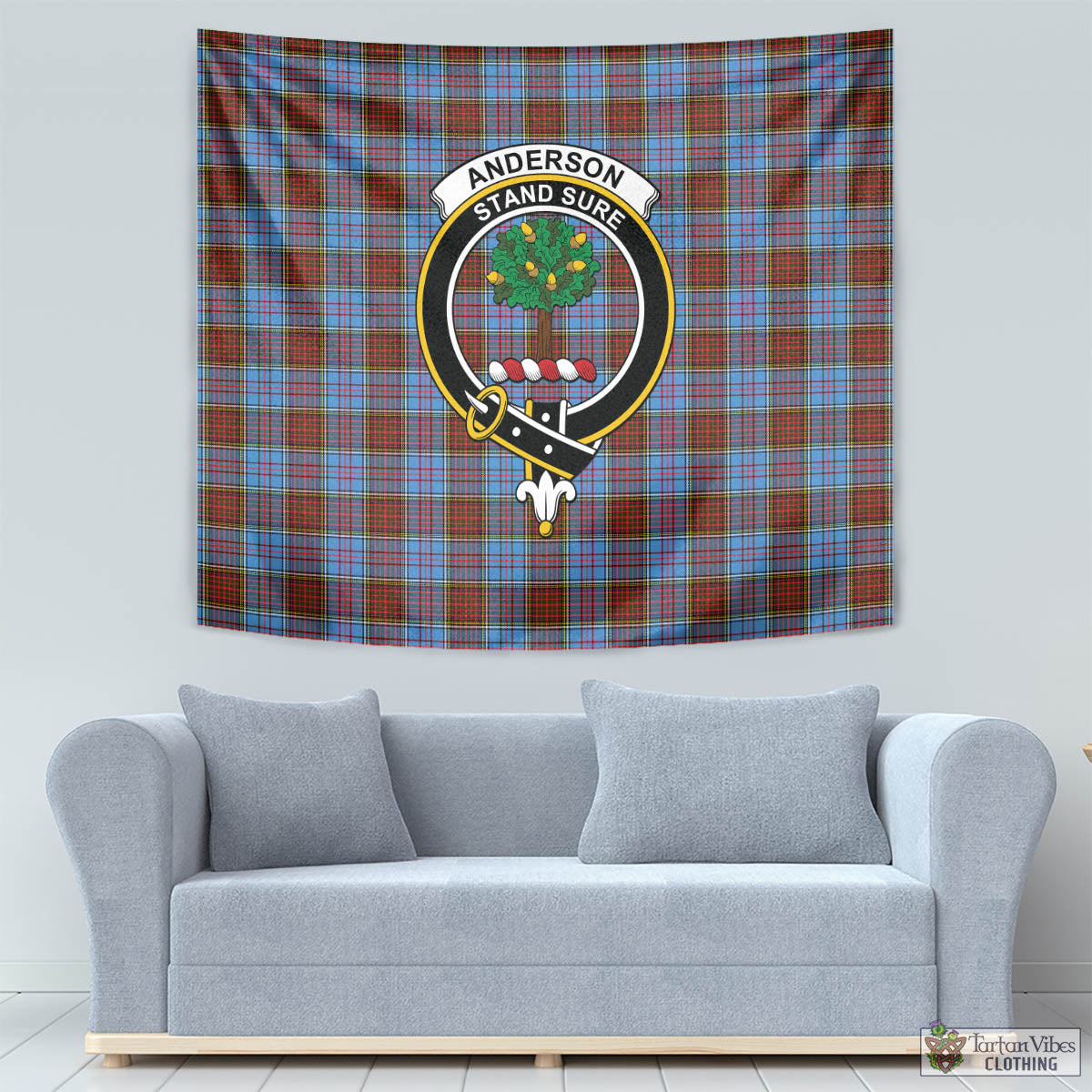 Tartan Vibes Clothing Anderson Modern Tartan Tapestry Wall Hanging and Home Decor for Room with Family Crest