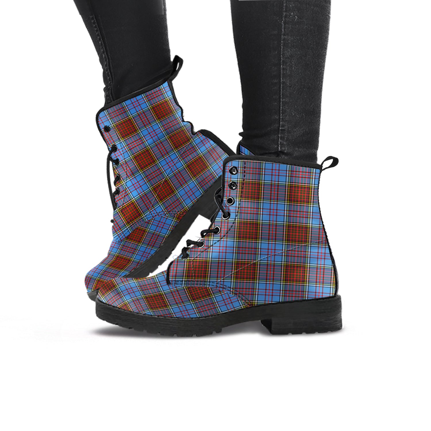 Anderson Modern Tartan Leather Boots - Tartanvibesclothing