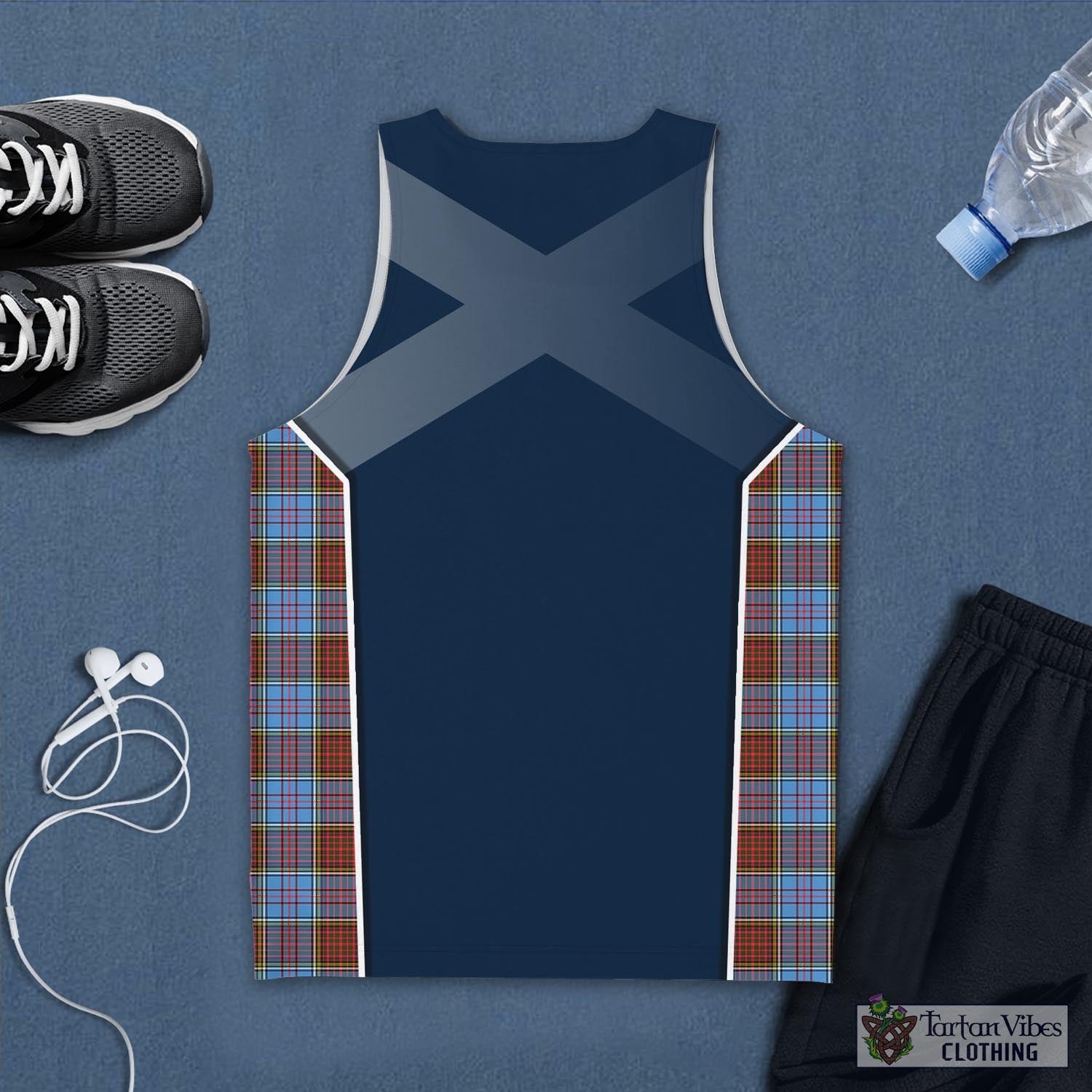 Tartan Vibes Clothing Anderson Modern Tartan Men's Tanks Top with Family Crest and Scottish Thistle Vibes Sport Style