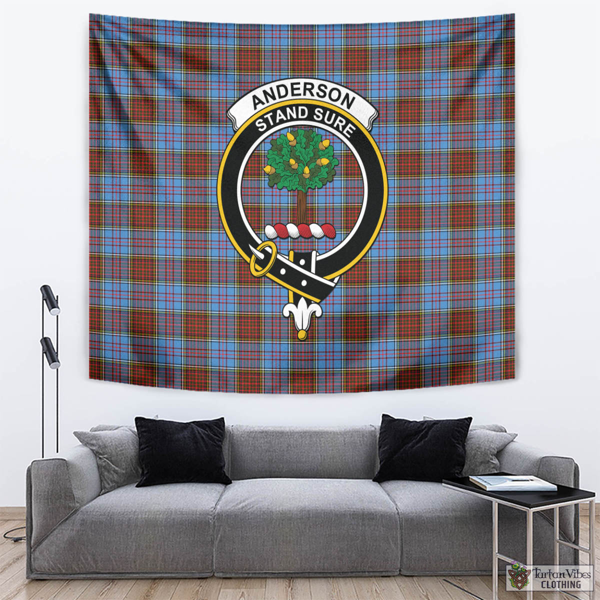 Tartan Vibes Clothing Anderson Modern Tartan Tapestry Wall Hanging and Home Decor for Room with Family Crest