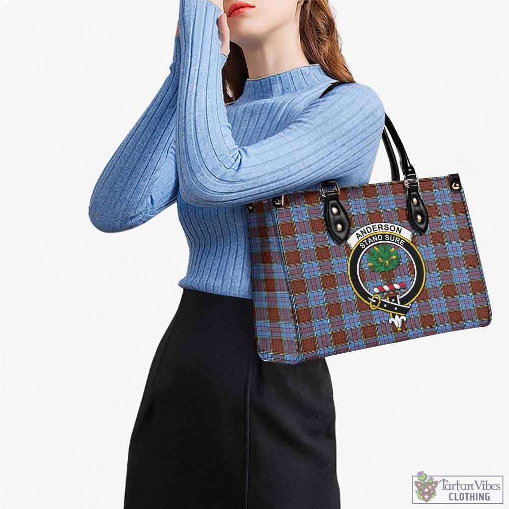 Tartan Vibes Clothing Anderson Modern Tartan Luxury Leather Handbags with Family Crest