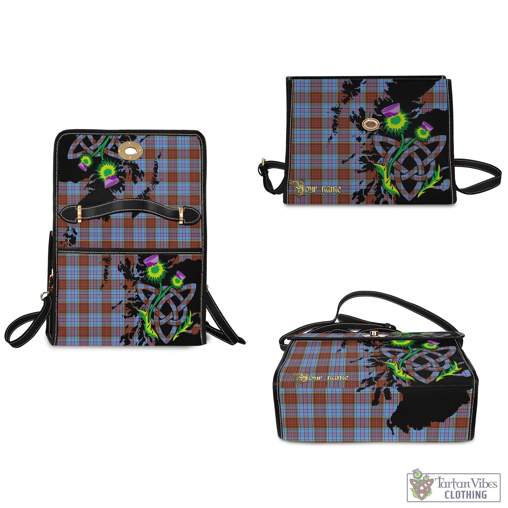 Tartan Vibes Clothing Anderson Modern Tartan Waterproof Canvas Bag with Scotland Map and Thistle Celtic Accents