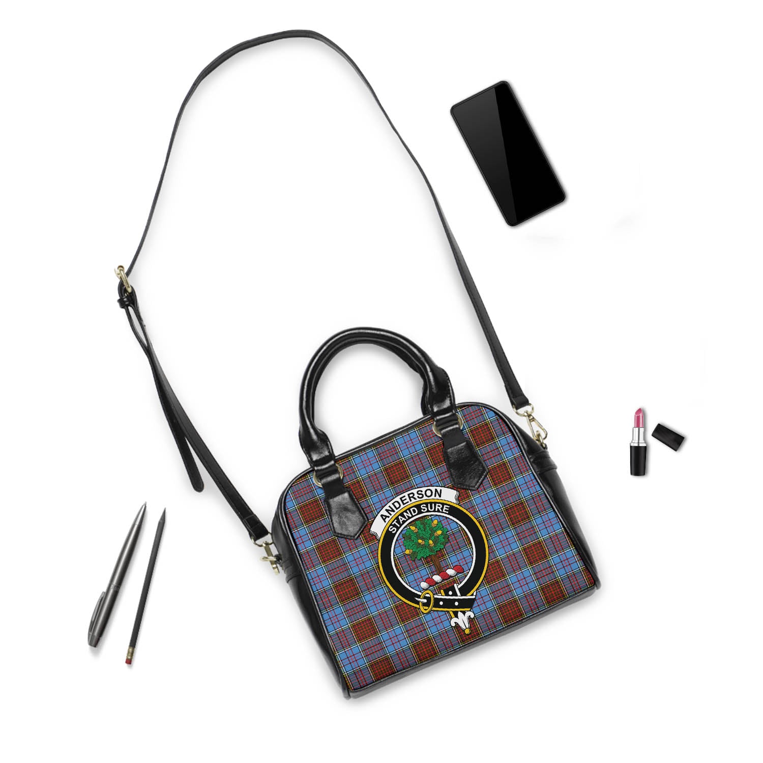 Anderson Modern Tartan Shoulder Handbags with Family Crest - Tartanvibesclothing