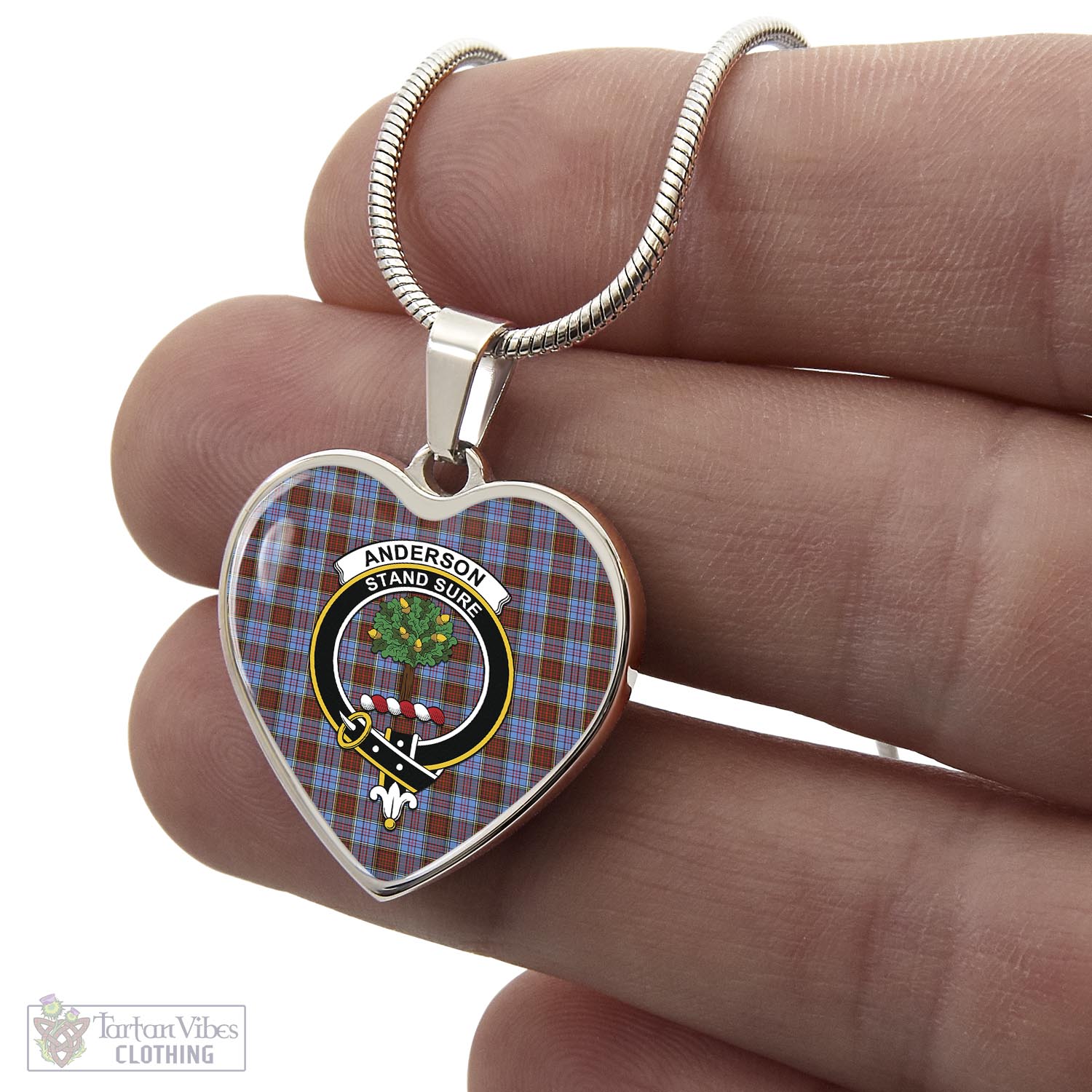 Tartan Vibes Clothing Anderson Modern Tartan Heart Necklace with Family Crest