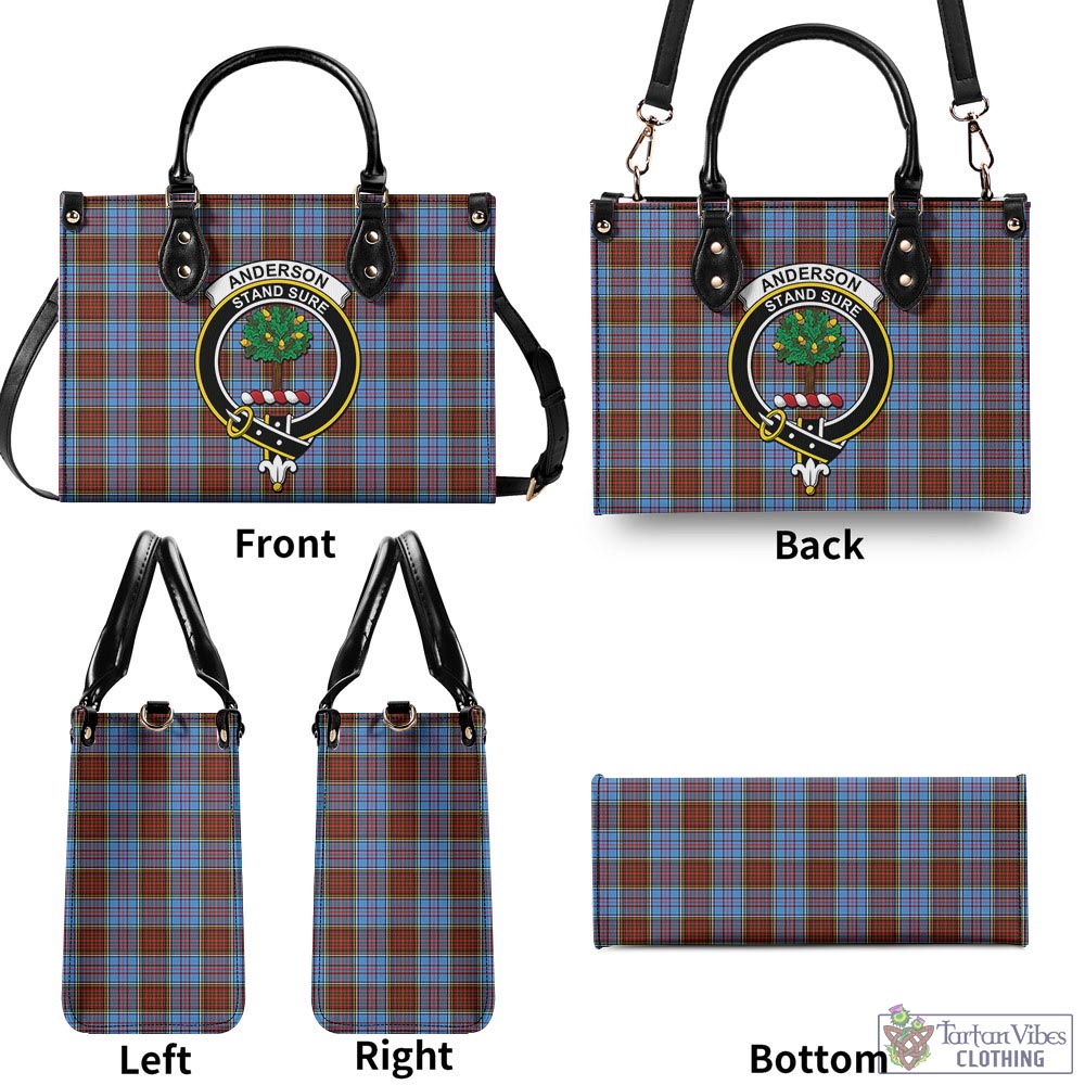 Tartan Vibes Clothing Anderson Modern Tartan Luxury Leather Handbags with Family Crest