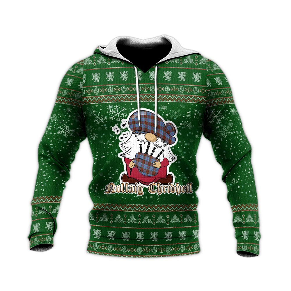 Anderson Modern Clan Christmas Knitted Hoodie with Funny Gnome Playing Bagpipes - Tartanvibesclothing