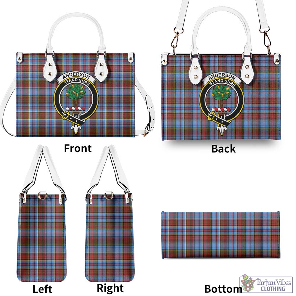 Tartan Vibes Clothing Anderson Modern Tartan Luxury Leather Handbags with Family Crest