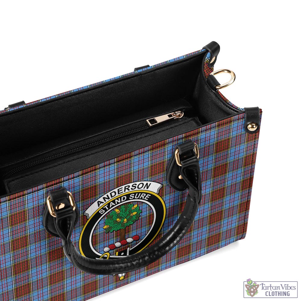 Tartan Vibes Clothing Anderson Modern Tartan Luxury Leather Handbags with Family Crest