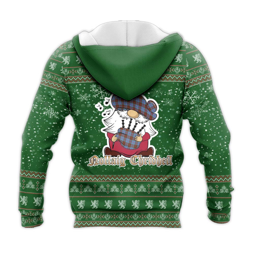 Anderson Modern Clan Christmas Knitted Hoodie with Funny Gnome Playing Bagpipes - Tartanvibesclothing