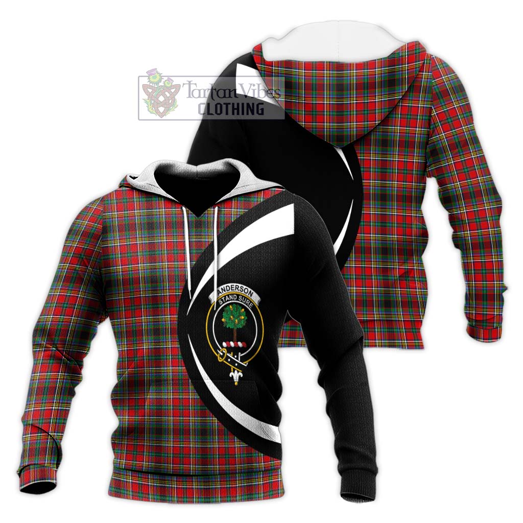 Anderson of Arbrake Tartan Knitted Hoodie with Family Crest Circle Style Unisex Knitted Pullover Hoodie - Tartan Vibes Clothing