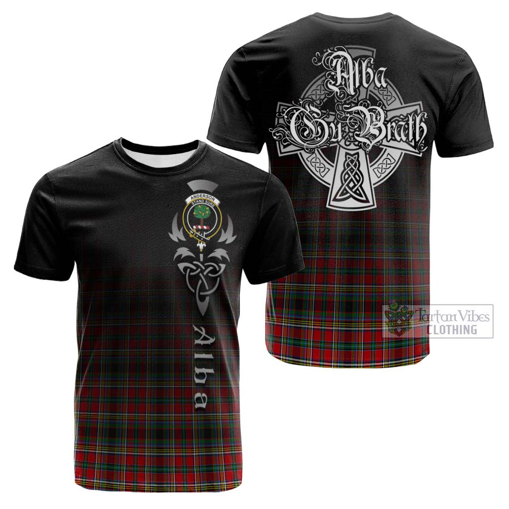 Tartan Vibes Clothing Anderson of Arbrake Tartan Cotton T-shirt Featuring Alba Gu Brath Family Crest Celtic Inspired