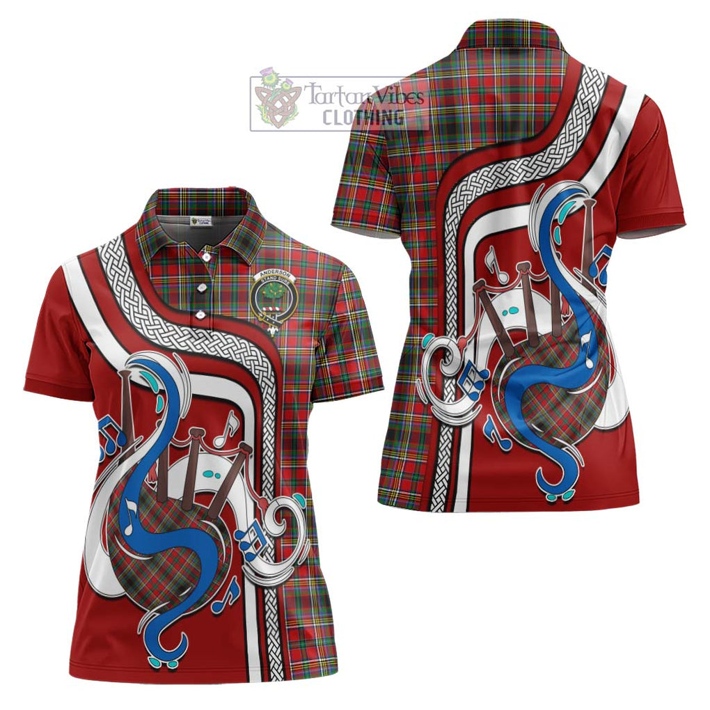 Anderson of Arbrake Tartan Women's Polo Shirt with Epic Bagpipe Style Women - Tartanvibesclothing Shop