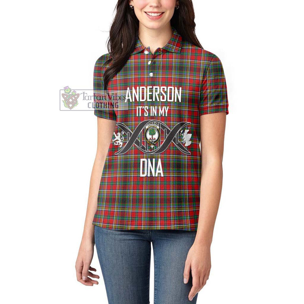 Anderson of Arbrake Tartan Women's Polo Shirt with Family Crest DNA In Me Style Women - Tartanvibesclothing Shop