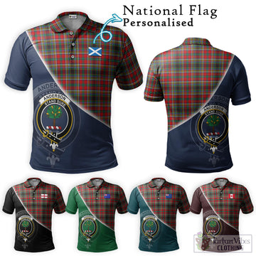 Anderson of Arbrake Tartan Polo Shirt with Personalised National Flag and Family Crest Half Style