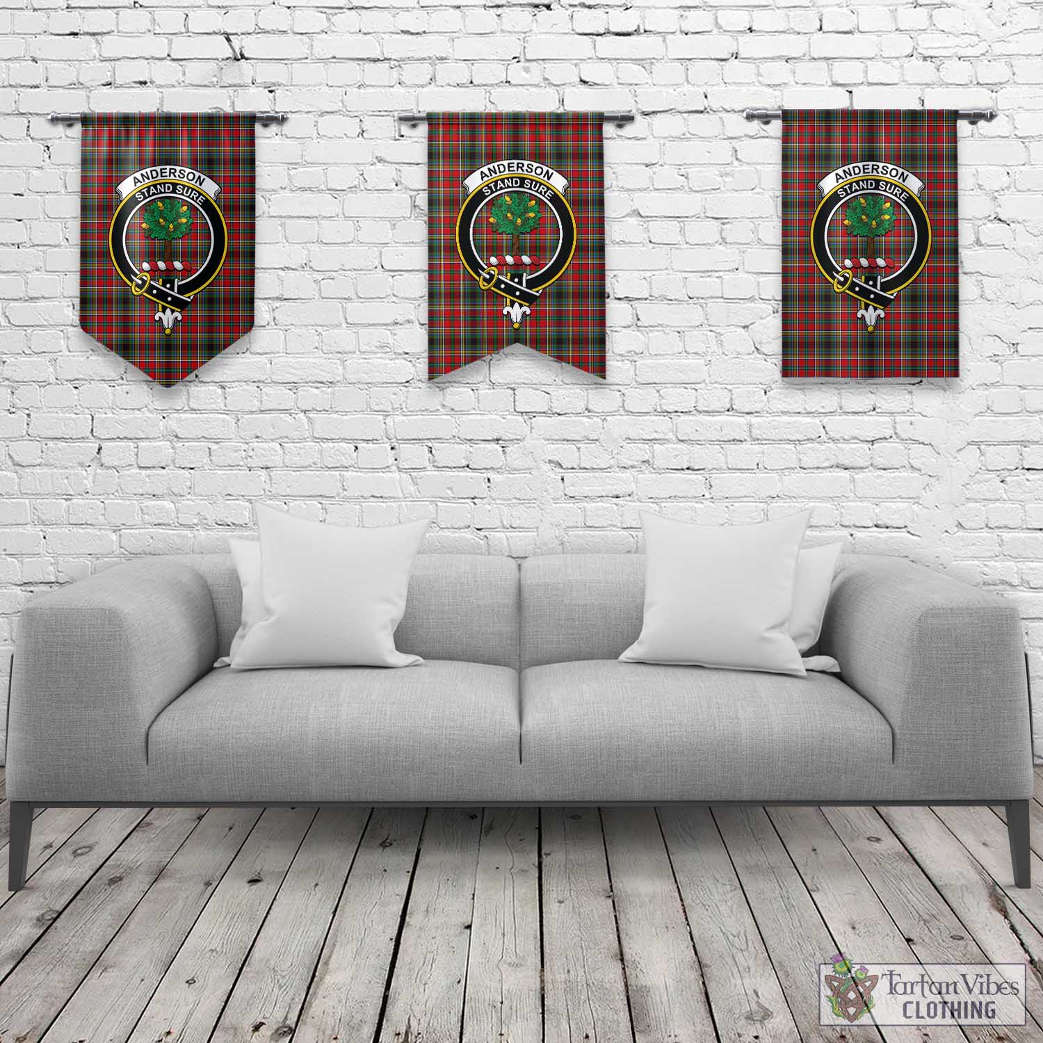 Tartan Vibes Clothing Anderson of Arbrake Tartan Gonfalon, Tartan Banner with Family Crest