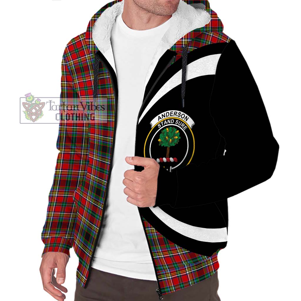 Anderson of Arbrake Tartan Sherpa Hoodie with Family Crest Circle Style Unisex S - Tartan Vibes Clothing