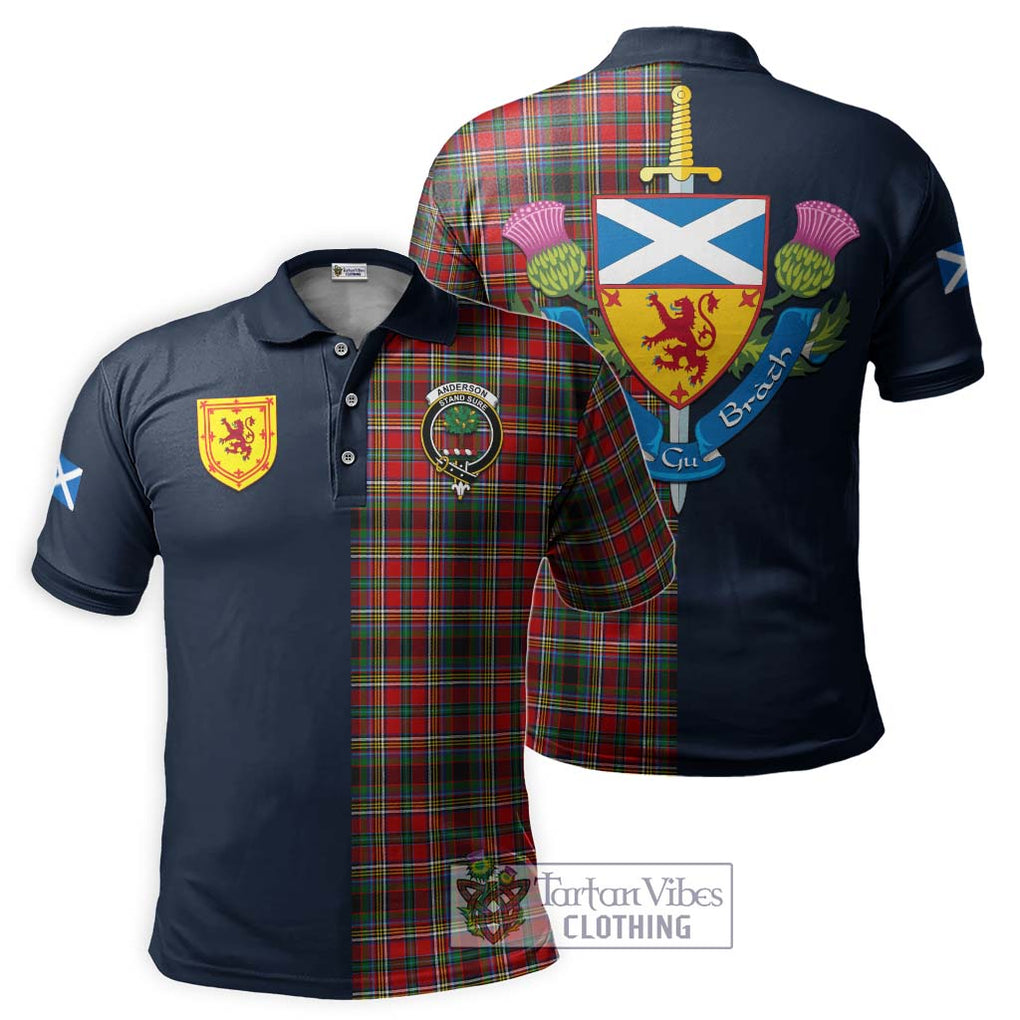 Tartan Vibes Clothing Anderson of Arbrake Tartan Polo Shirt with Scottish Lion Royal Arm Half Style