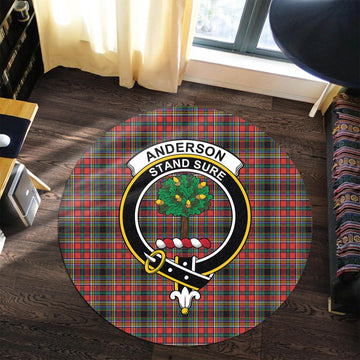 Anderson of Arbrake Tartan Round Rug with Family Crest