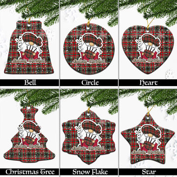 Anderson of Arbrake Tartan Christmas Ceramic Ornaments with Scottish Gnome Playing Bagpipes