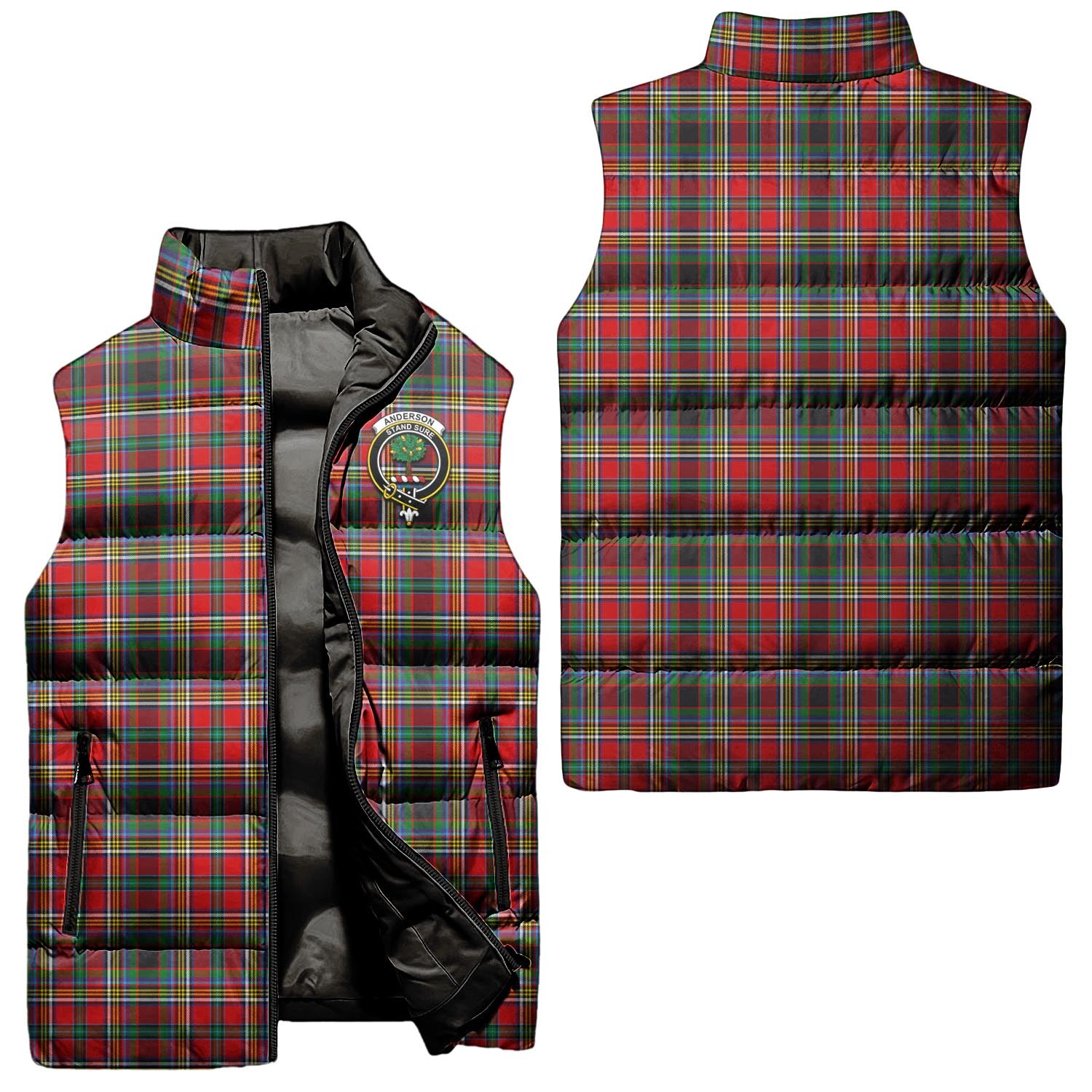 Anderson of Arbrake Tartan Sleeveless Puffer Jacket with Family Crest Unisex - Tartanvibesclothing