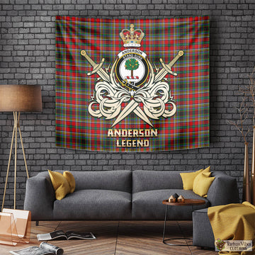 Anderson of Arbrake Tartan Tapestry with Clan Crest and the Golden Sword of Courageous Legacy