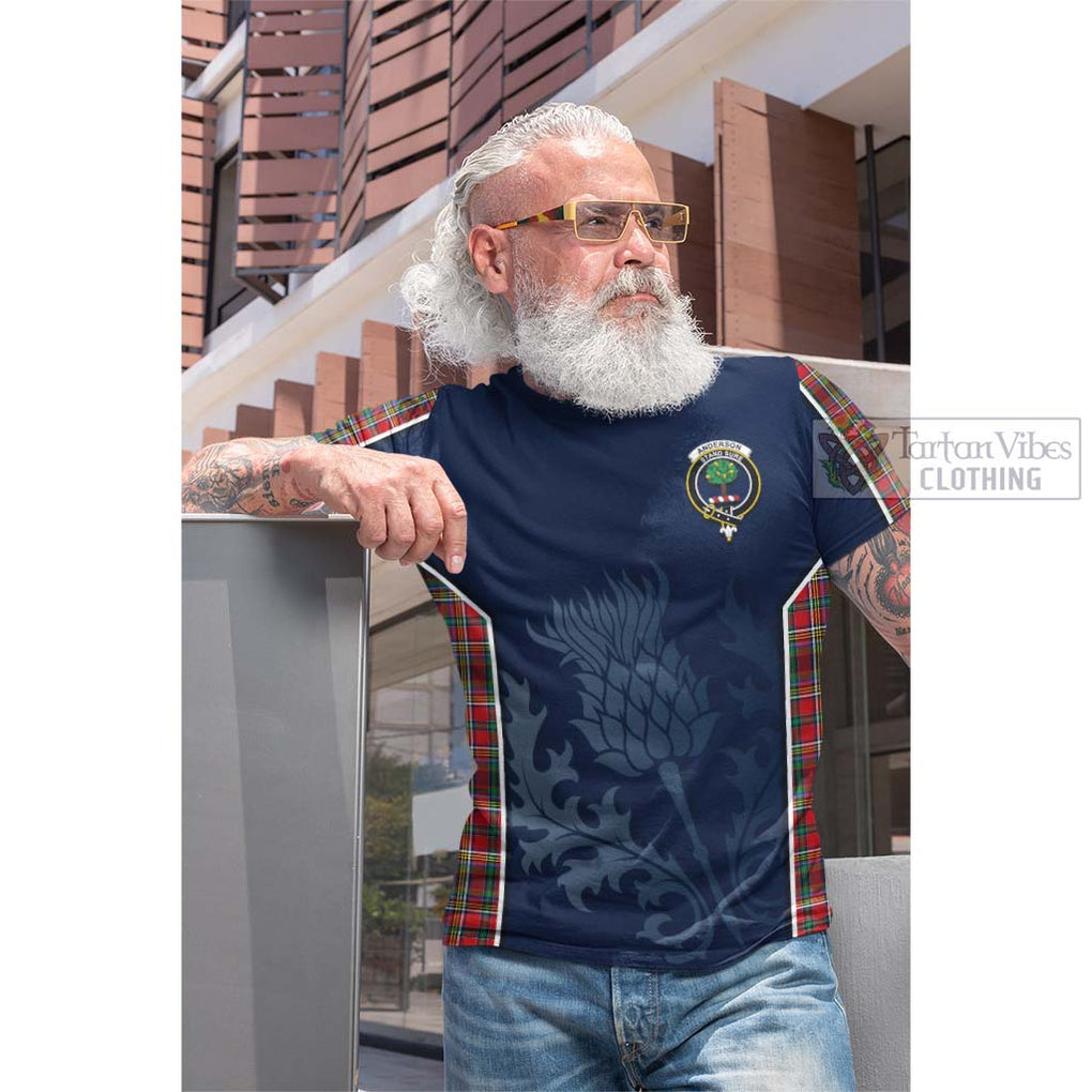 Tartan Vibes Clothing Anderson of Arbrake Tartan Cotton T-shirt with Family Crest and Scottish Thistle Vibes Sport Style