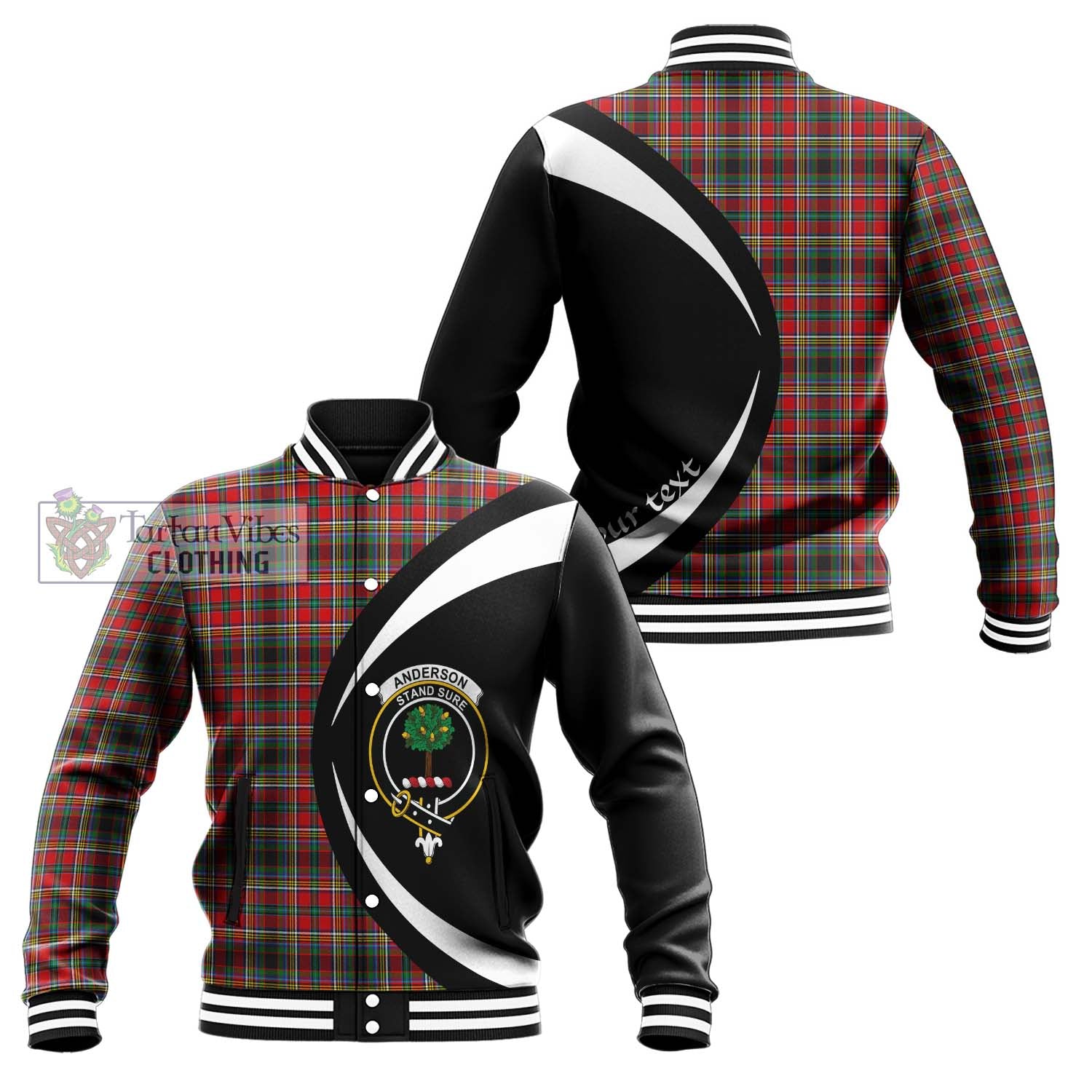 Anderson of Arbrake Tartan Baseball Jacket with Family Crest Circle Style Unisex - Tartan Vibes Clothing